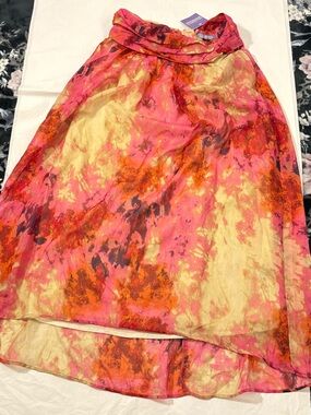 VIVIENNE TAM Tropical Red Watercolors Satin Skirt Long Runway NWT Size 4